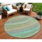 Homeroots 8' Teal Blue Pink And Peach Round Abstract Washable Indoor Outdoor Area Rug 631253 - alternate 1