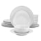 Elama Julia 16 Piece Scalloped Double Bowl Porcelain Dinnerware Set in White ELM-JULIA16 - alternate 1