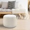 Homeroots 18" White Jute Blend Round Geometric Pouf Ottoman 534099 - alternate 7