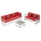 Leisuremod Chelsea White Sectional With Adjustable Headrest & Coffee Table With Red Cushions CSLW-80R - alternate 5