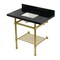 Kingston Brass 36-Inch Black Granite Console Sink with Brass Legs and Shelf, 8-Inch, 3-Hole KVPK36KBSQB7 - alternate 1