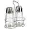 Basicwise Multifunctional Glass Salt and Pepper Shaker Set with Stainless Steel Holder - Perfect for QI004715 - alternate 5