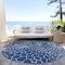 Homeroots 8' Navy Blue And Ivory Round Geometric Washable Indoor Outdoor Area Rug 595099 - alternate 7