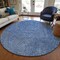 Homeroots 8' Navy Blue Gray And Ivory Round Abstract Washable Indoor Outdoor Area Rug 597030 - alternate 7