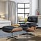Homeroots 27" Black and Light Brown Tufted Genuine Leather Swivel Lounge Chair With Ottoman 636224 - alternate 7