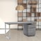 Homeroots 59" Elm Grey Manufactured Wood Rectangular Writing Desk With Two Drawers 482423 - alternate 6