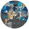 Homeroots 8' Charcoal Copper And Teal Blue Round Abstract Washable Indoor Outdoor Area Rug 599546 - alternate 4