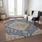 Homeroots 5' X 8' Navy Blue Beige And Brown Oriental Washable Indoor Outdoor Area Rug 605254 - alternate 5