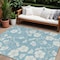 Homeroots 9' X 12' Sky Blue And Ivory Floral Washable Indoor Outdoor Area Rug 599926 - alternate 1