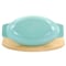 Martha Stewart 2 Piece Enameled Cast Iron Oval Casserole Birch Wood Trivet Set in Aqua 129057.02 - alternate 8