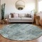 Homeroots 8' Teal Blue Charcoal And Gray Round Abstract Washable Indoor Outdoor Area Rug 618783 - alternate 6