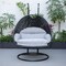 Leisuremod Mendoza Charcoal Wicker Hanging 2 person Egg Swing Chair with Light Grey Cushions MSCCH-53LGR - alternate 9