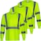 Protectx Long Sleeve T-Shirt, Class 3, Type R, Polyester, Green, S, 3 PK ST-E150LS1-GN-S-03 - alternate 1
