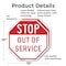 Signmission Stop Out of Service, 10 inch X 10 inch, Aluminum Metal Signs, 2PK OC-A-2PACK-10-227 - alternate 6
