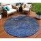 Homeroots 8' Denim Blue And Sky Blue Round Abstract Washable Indoor Outdoor Area Rug 577819 - alternate 1
