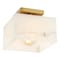 Jonathan Y Alessia 8" 1-Light Modern Contemporary Alabaster/Iron Square LED Semi Flush Mount, White Marbling/Bra JYL1203A - alternate 1