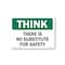 Signmission OSHA, There Is No Substitute For Safety, Size: 10in X 7in Rigid Plastic, OS-CL-P-710-L-20012 OS-CL-P-710-L-20012 - alternate 1