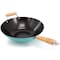 Martha Stewart Everyday Clarkston 14 Inch Nonstick Carbon Steel Wok with Wooden Handle in Teal 141039.01 - alternate 3