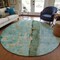 Homeroots 8' Blue And Gold Round Abstract Washable Indoor Outdoor Area Rug 578012 - alternate 6
