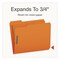 Pendaflex Colored Top Tab Fastener Folders, 1/3-Cut Tab: Assorted, Exp 0.75", 2 Fastener, Letter, Orange, 50PK 1007029 - alternate 6