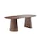 Homeroots 79" Walnut Wood Double Pedestal Base Oval Dining Table 720665 - alternate 2