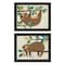 Homeroots Set Of Two Cute Sloths 1 Black Framed Print Wall Art, 2PK 406039 - alternate 1