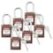 Brady Lockout Padlock, Keyed Alike, Nylon, Brown, 1 1/2 in Shackle Height, 1 1/2 in Body Width, 6 PK 118948 - alternate 1