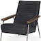 Homeroots 37" Black Genuine Leather and Metal Arm Chair 606024 - alternate 3