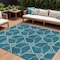 Homeroots 10' X 14' Teal Blue And Beige Geometric Washable Indoor Outdoor Area Rug 613529 - alternate 1