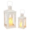 Homeroots Set of Two Clear And White Glass And Metal Tabletop Lantern Candle Holders, 2PK 719769 - alternate 1