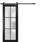 Sartodoors Sturdy Barn Door Frosted Tempered Glass Planum 2122 Black 24x80 Solid Core Modern Interior PLANUM2122BD-B-BLK-24 x 80 - alternate 1