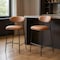 Homeroots Set of Two 29" Brown and Black Faux Leather and Steel Low Back Bar Height Bar Chairs, 2PK 564994 - alternate 3