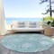 Homeroots 8' Turquoise Teal Blue And Ivory Round Medallion Washable Indoor Outdoor Area Rug 587772 - alternate 6