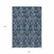 Homeroots 9' X 12' Navy Blue And Denim Blue Damask Washable Indoor Outdoor Area Rug 588188 - alternate 6