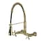 Kingston Brass Double-Handle Wall-Mount Pre-Rinse Bridge Kitchen Faucet, Antique Brass GS1243NX - alternate 1