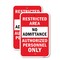 Signmission Restricted Area Authorized Personnel Only, 18'' X 24'' 2 Signs, Heavy Gauge Aluminum, 2PK A-1824-2PACK-24764 - alternate 1