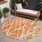 Homeroots 8' Round Orange and White Round Abstract Washable Non Skid Indoor Outdoor Area Rug 559285 - alternate 1