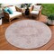 Homeroots 8' Pink Round Floral Medallion Washable Indoor Outdoor Area Rug 607916 - alternate 1