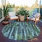 Homeroots 8' Sage Teal Blue And Emerald Round Striped Washable Indoor Outdoor Area Rug 608972 - alternate 5