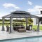 Sunjoy 12 ft. x 16 ft. Black and Grey Steel Gazebo with 2-tier Hip Roof Hardtop A102009141 - alternate 4