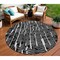 Homeroots 8' Black And Ivory Round Abstract Washable Indoor Outdoor Area Rug 588494 - alternate 1