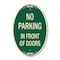 Signmission No Parking in Front of Doors, 12 Inch X 18 Inch Architectural Oval, Heavy Gauge Aluminum A-OV-G-1218-23721 - alternate 1