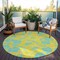 Homeroots 8' Yellow And Aqua Round Floral Washable Indoor Outdoor Area Rug 600056 - alternate 7