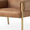 Homeroots 30" Brown and Natural Faux Leather and Solid Wood Arm Chair 606018 - alternate 2