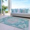 Homeroots 9' X 12' Teal Blue Floral Medallion Washable Indoor Outdoor Area Rug 607858 - alternate 5