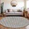 Homeroots 8' Gray And Ivory Round Geometric Washable Indoor Outdoor Area Rug 596107 - alternate 6
