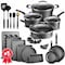 Bakken-Swiss 23Pc Cookware Set, Black Pots, Skillets, Bakeware, Reinforced Aluminum, Gas, Electric, Induction BKCWL23B - alternate 1