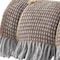 Homeroots 55" X 70" Chocolate And Gray Cotton Blend Woven Checkered Plush Throw Blanket with Fringe 633074 - alternate 3