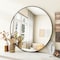 Simple Deluxe Black 30 Inch Large Circle Mirror, Black Circle Mirror Metal Frame, Round Wall Mounted Mirrors for 3A88MIROY30BLK01 - alternate 1