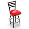 Holland Bar Stool Co 30" Blk Wrinkle Detroit Red Wings Swivel Bar Stool, Ladder Back L01430DetRed - alternate 1